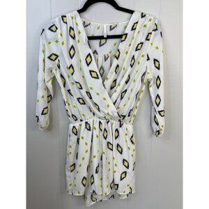 Sage Womens Aztec Print Romper With 3/4 Sleeves & Elastic Waist